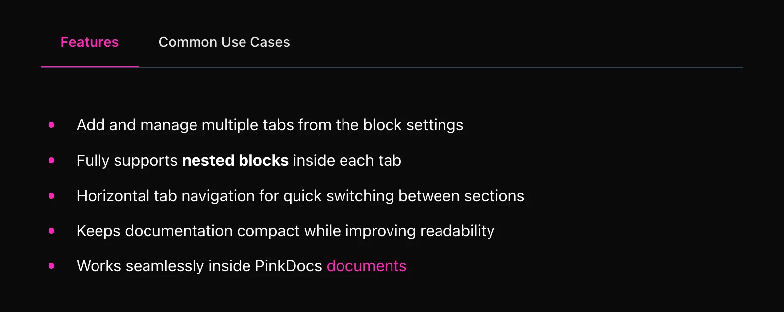 Added PinkDocs Tabs block
