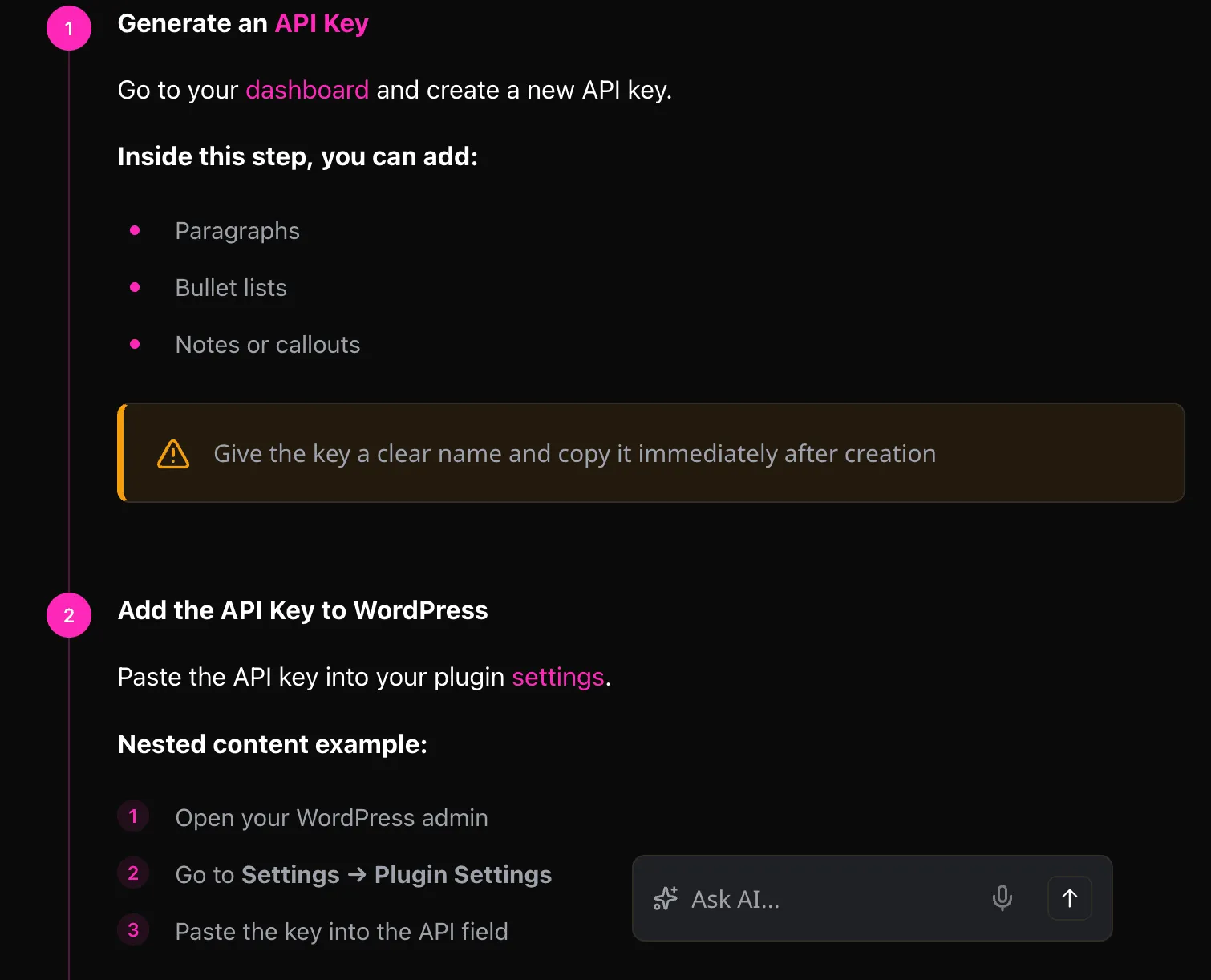 Added PinkDocs Steps Block