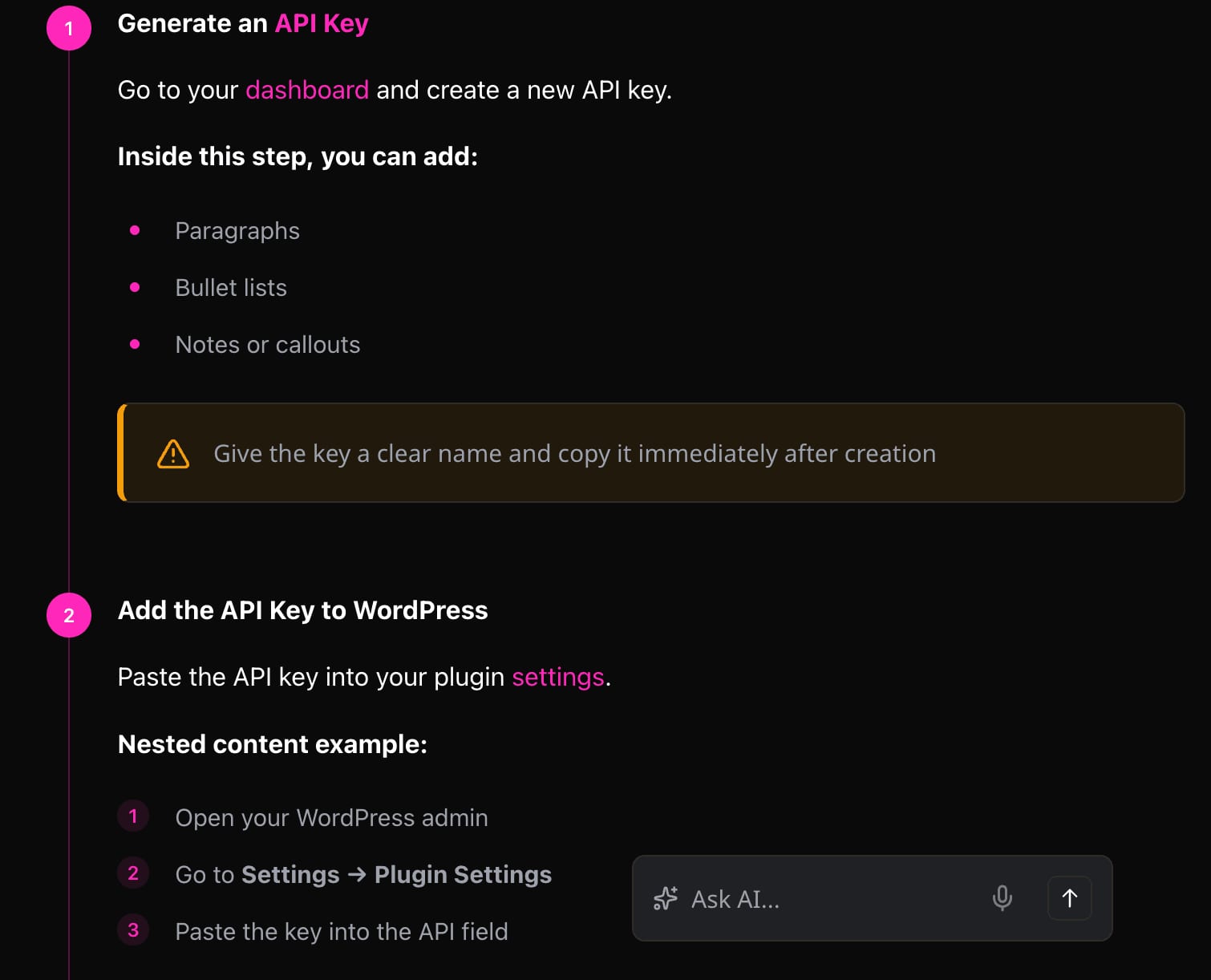 Added PinkDocs Steps Block